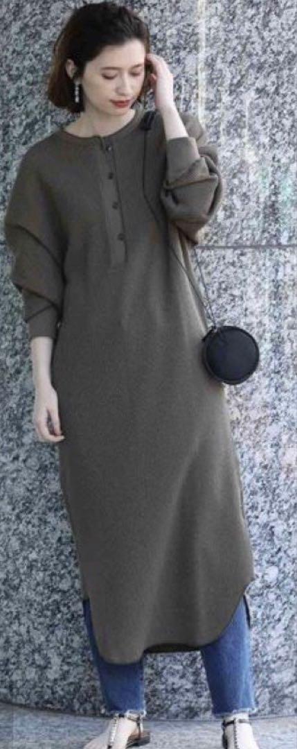 未使用品 ROPE'mademoiselle ワッフルヘンリーネックワンピース