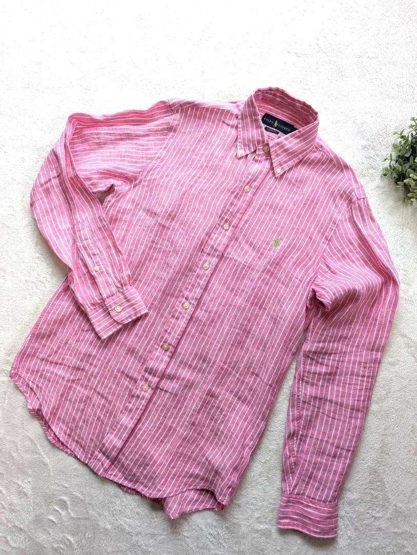 【極美品・正規品】ラルフローレン リネンシャツ　麻100％ 長袖　XSサイズ
