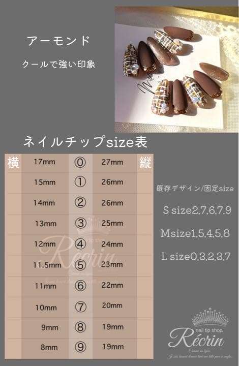 チップサイズ表・種類 確認画面