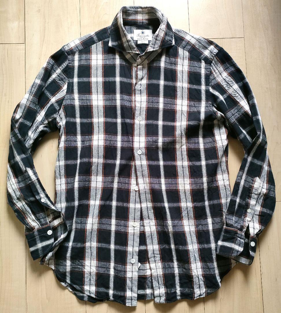 定番人気! ジャンネットチェックシャツイタリアブラウンビジカジ