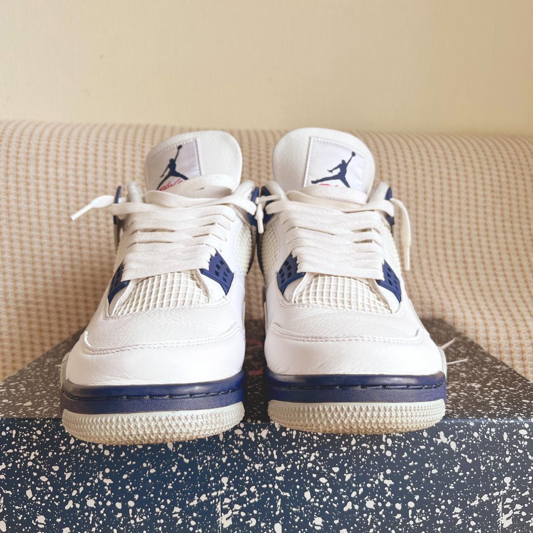 j*】様 Air Jordan 4 ホワイト/ネイビー Air Jordan 4 ホワイト/ネイビー