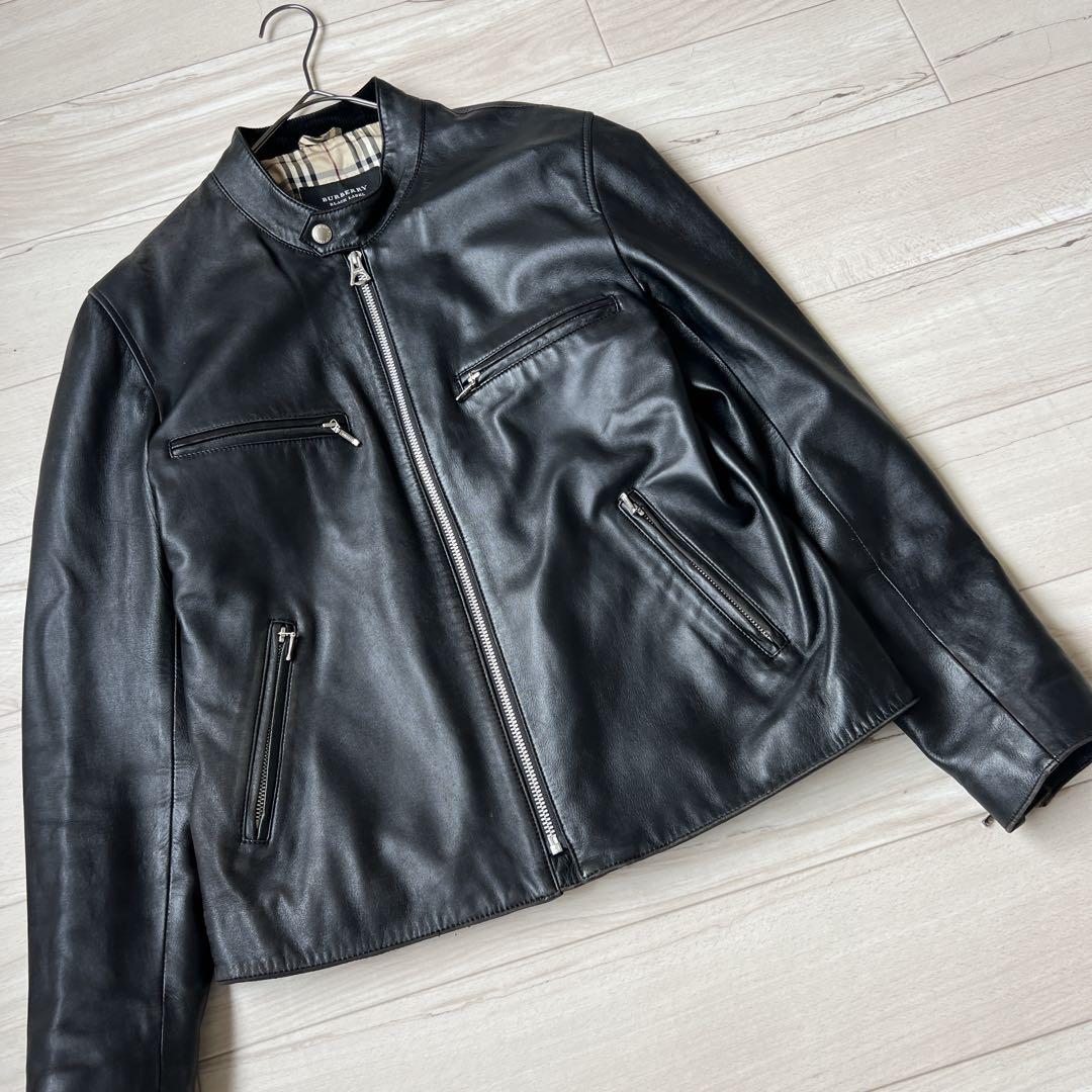 BURBERRY BLACK LABEL　ラムレザー　シングル　ライダース