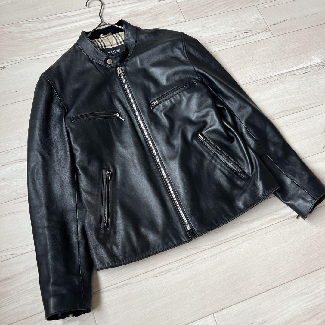 BURBERRY BLACK LABEL　ラムレザー　シングル　ライダース