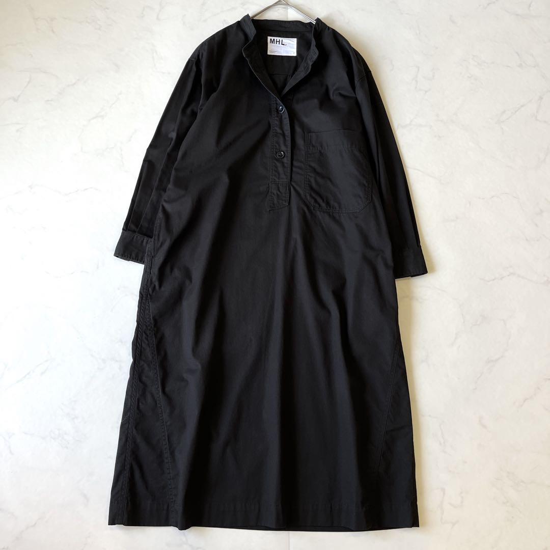 美品✨2024年 MHL コットンシャツワンピース　ロング丈　ブラック　サイズI