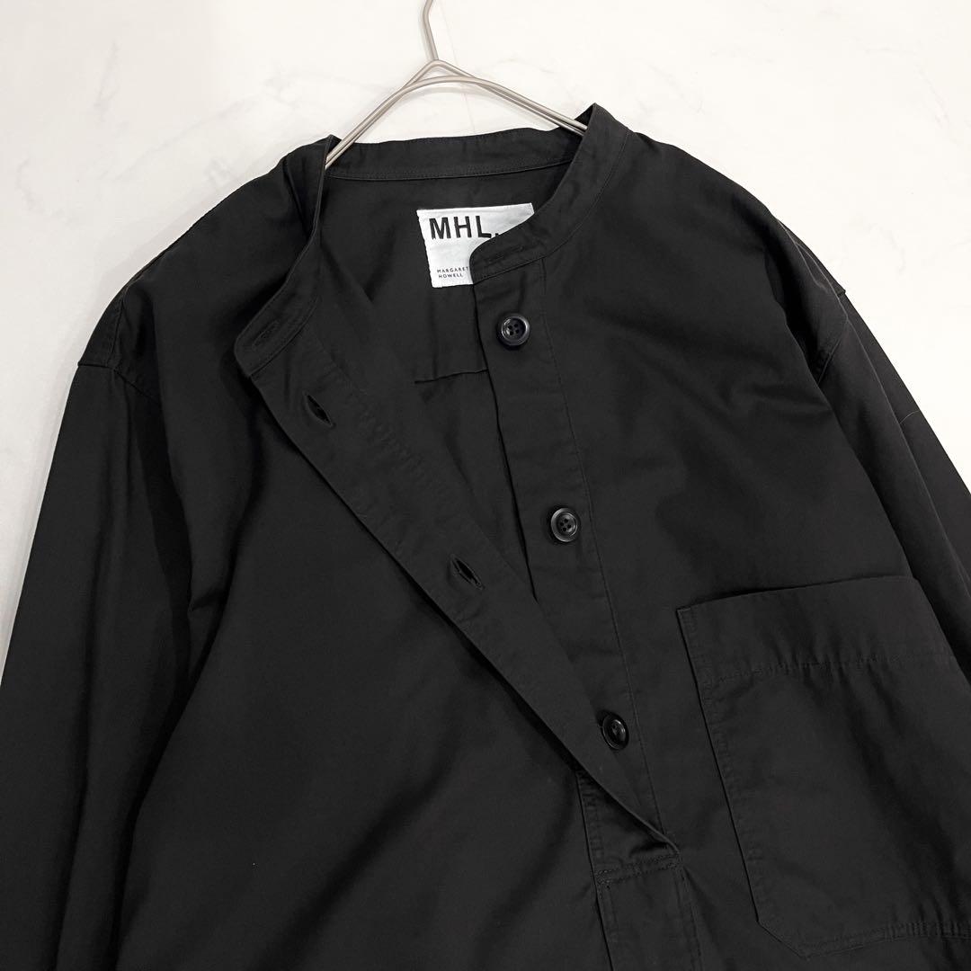美品✨2024年 MHL コットンシャツワンピース　ロング丈　ブラック　サイズI