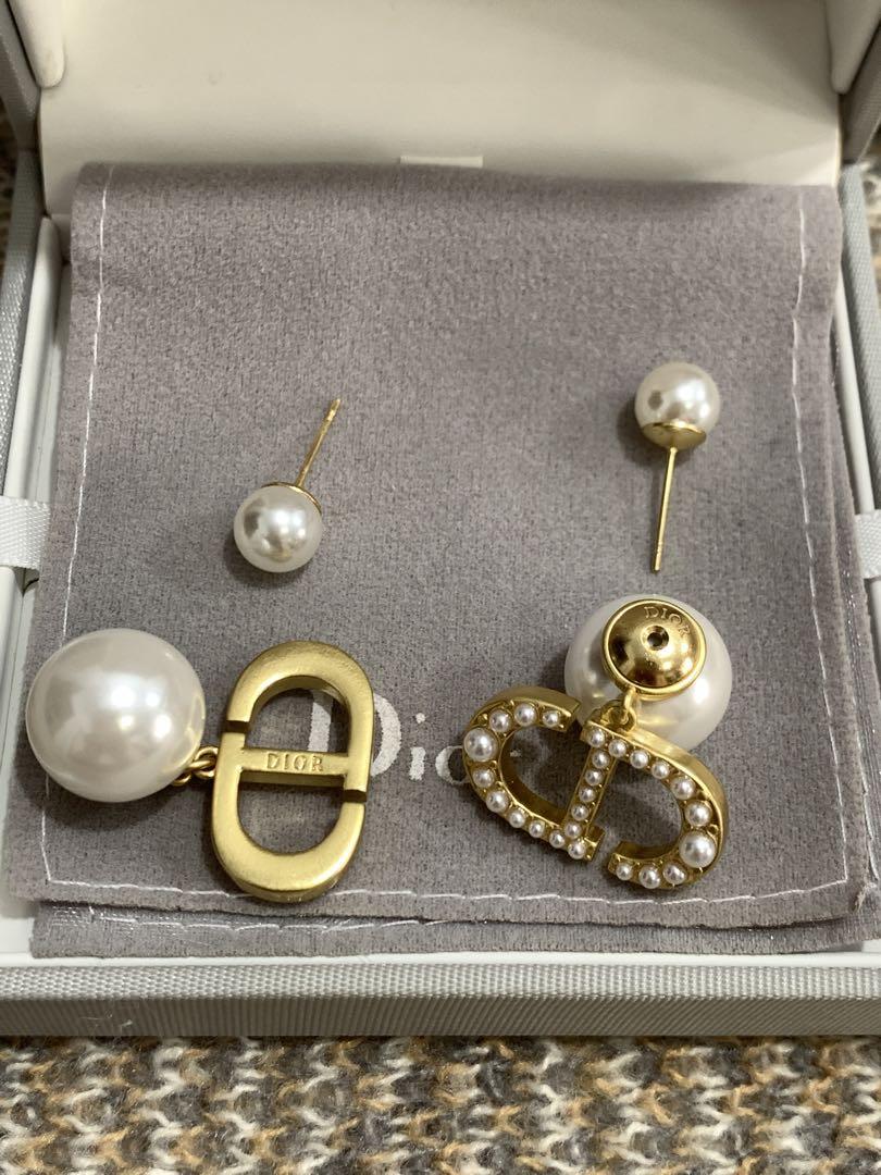DIOR ディオール パール ロゴ 定番 ピアス CD