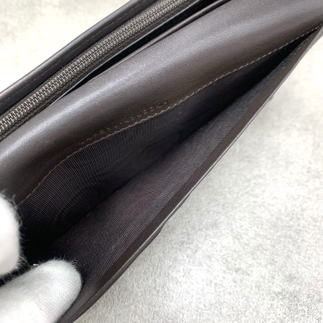 GUCCI マイクロシマ シマレザー 長財布 二つ折り ダークブラウン レザー
