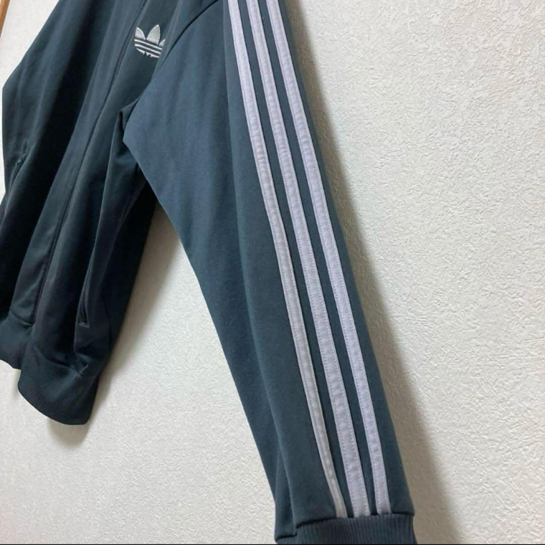希少色◆adidas 大きめ黒タグトラックジャケットジャージY2kグレー　L