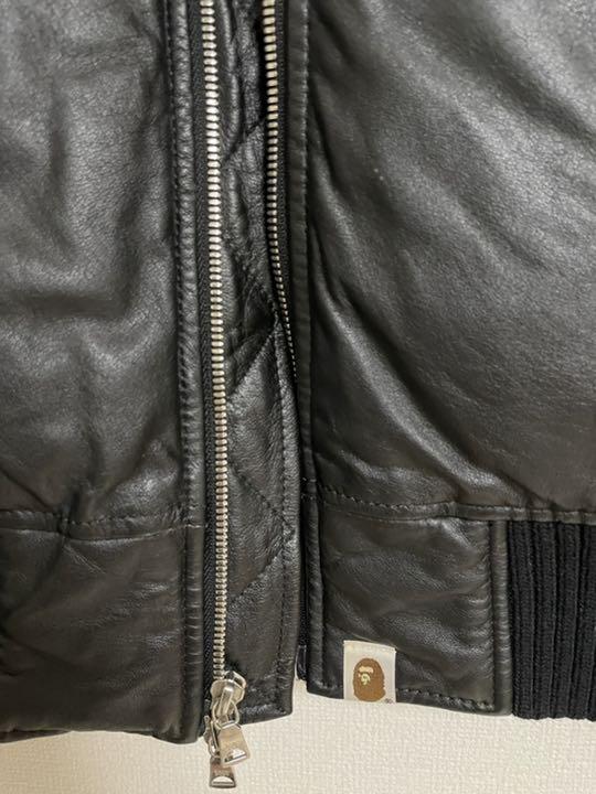 低価SALE a MA-1 型 ブラック 19HLJ-m61532812192 bathing ape レザーダウンジャケット 最安値安い