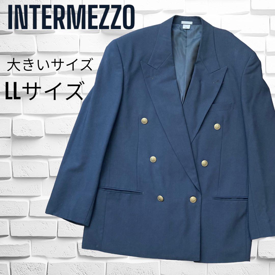【大きいサイズ】INTERMEZZO 紺ブレ　ダブル　6B ジャケット