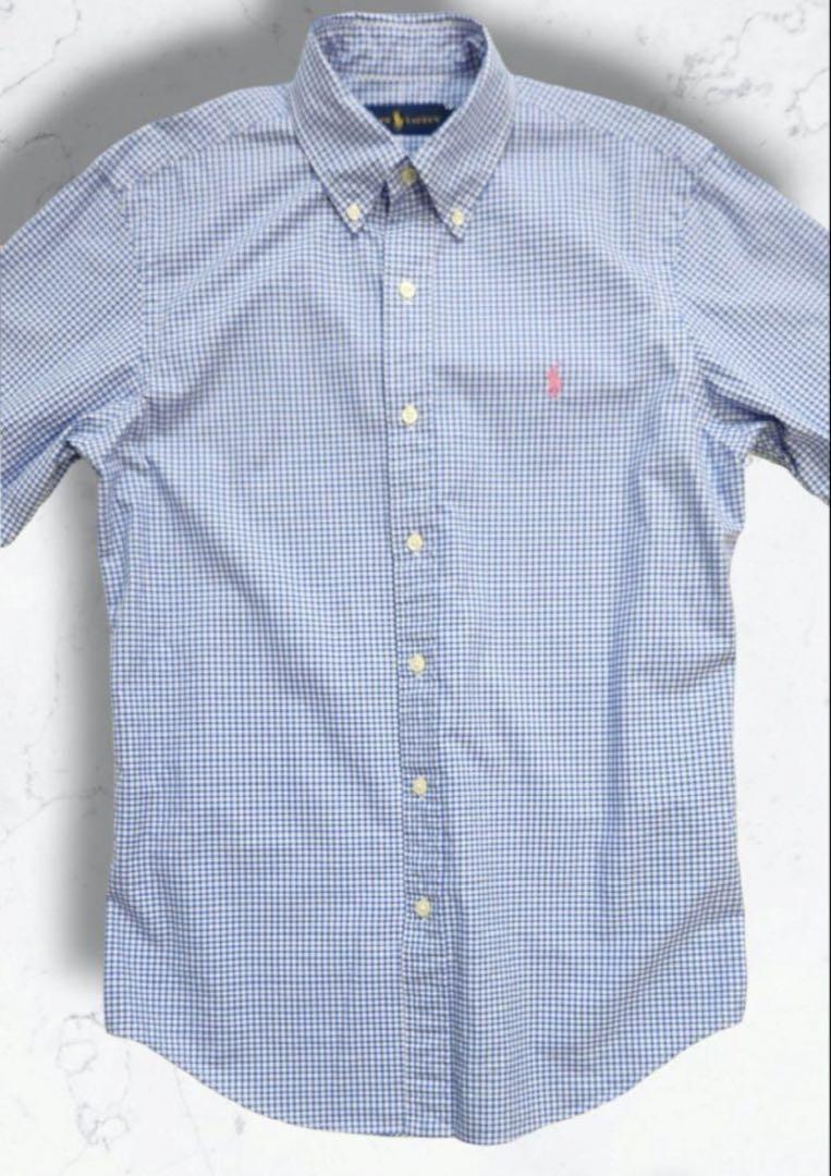 極美品☆ラルフローレン★水色ギンガムチェックシャツゆるだぼ☆L相当☆長袖
