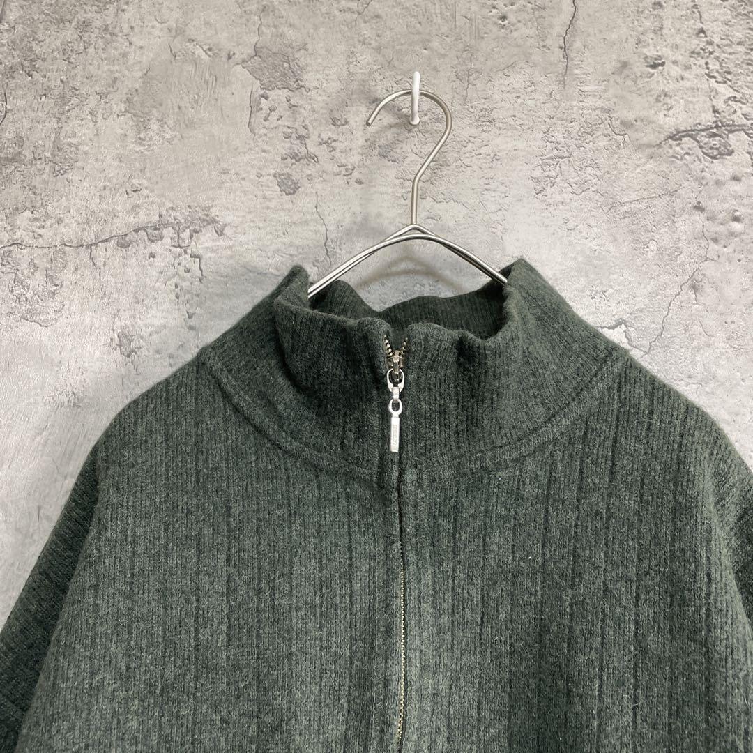 ブルゾン LACOSTE ラコステ フルジップ ニット トラックジャケット ポケット付 緑 ブルゾン LACOSTE ラコステ フルジップ ニット トラックジャケット ポケット付 緑