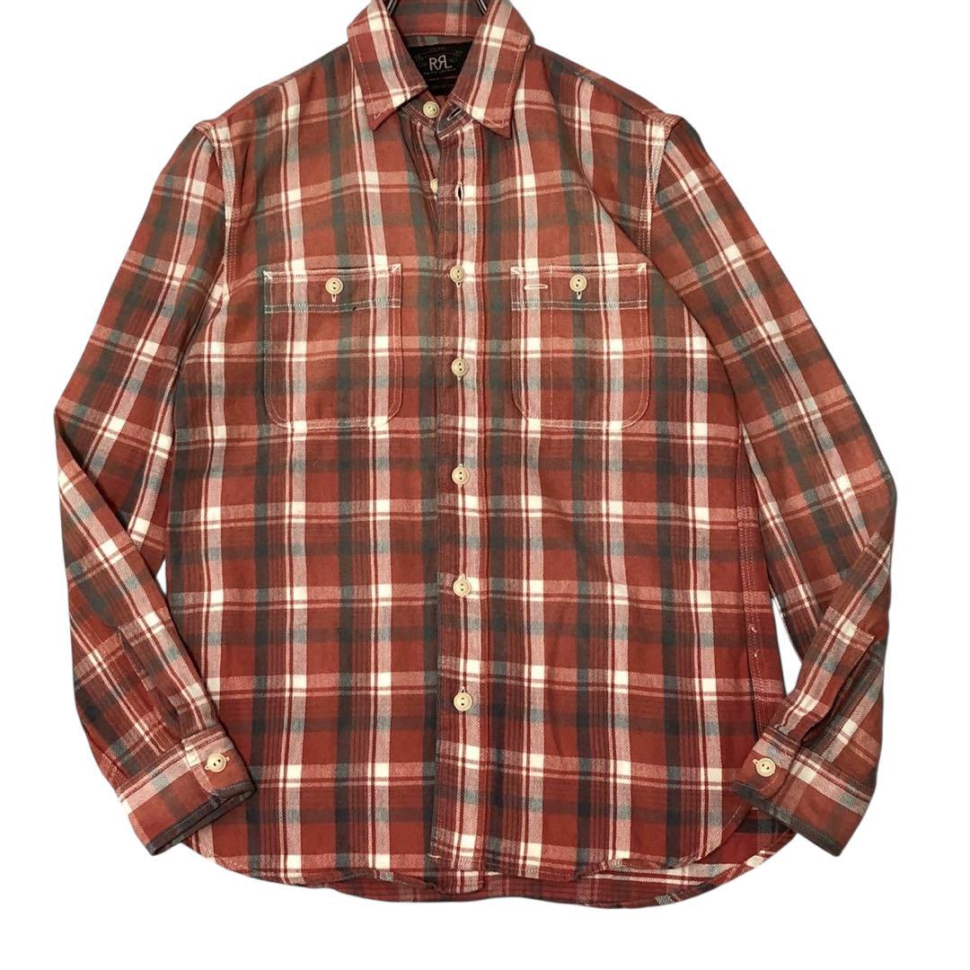美品◎Double RL RRL シャツ 長袖 チェック ネルシャツ メンズ