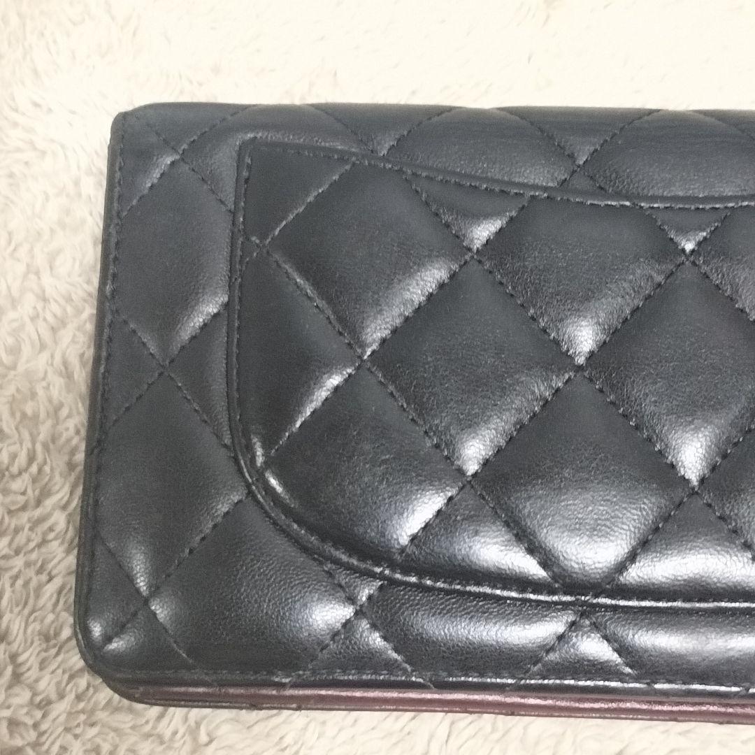 CHANEL マトラッセ ブラック 二つ折り長財布 CHANEL マトラッセ ブラック 二つ折り長財布