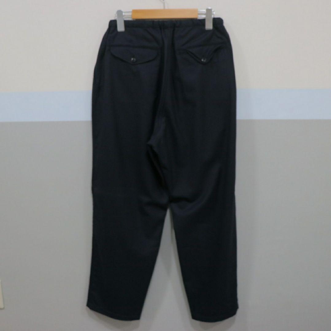 COMOLI 21AW ウールフラノ ドローストリングパンツ ネイビー