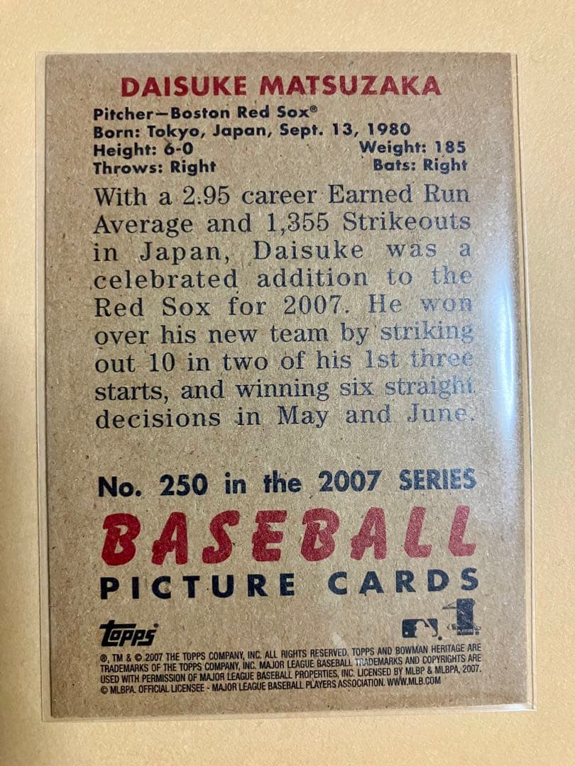 ルーキー 松坂大輔 2007 Bowman Heritage 250b RC - メルカリ