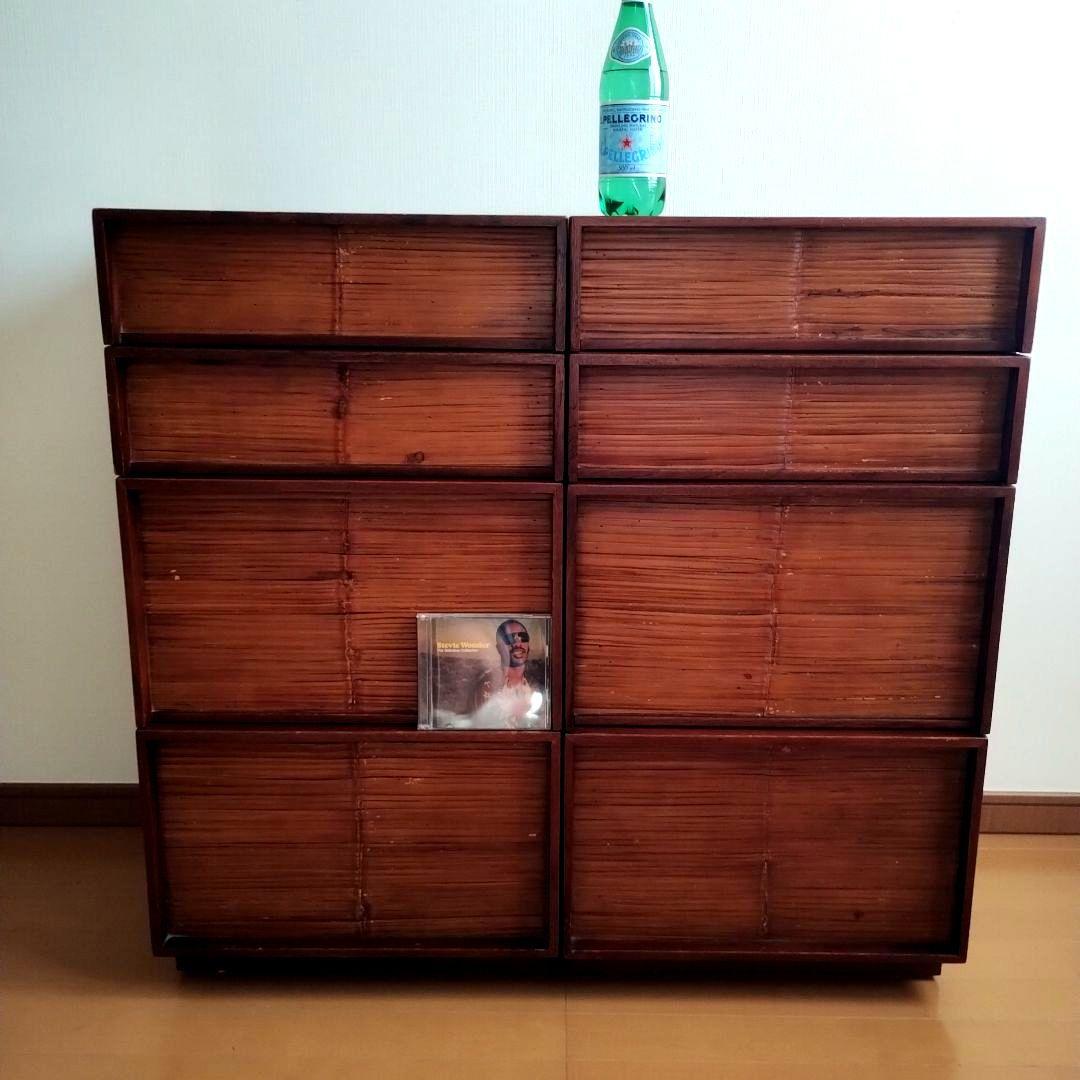 アジアン家具 4つ段引き出しチェスト　2セット ブラウン