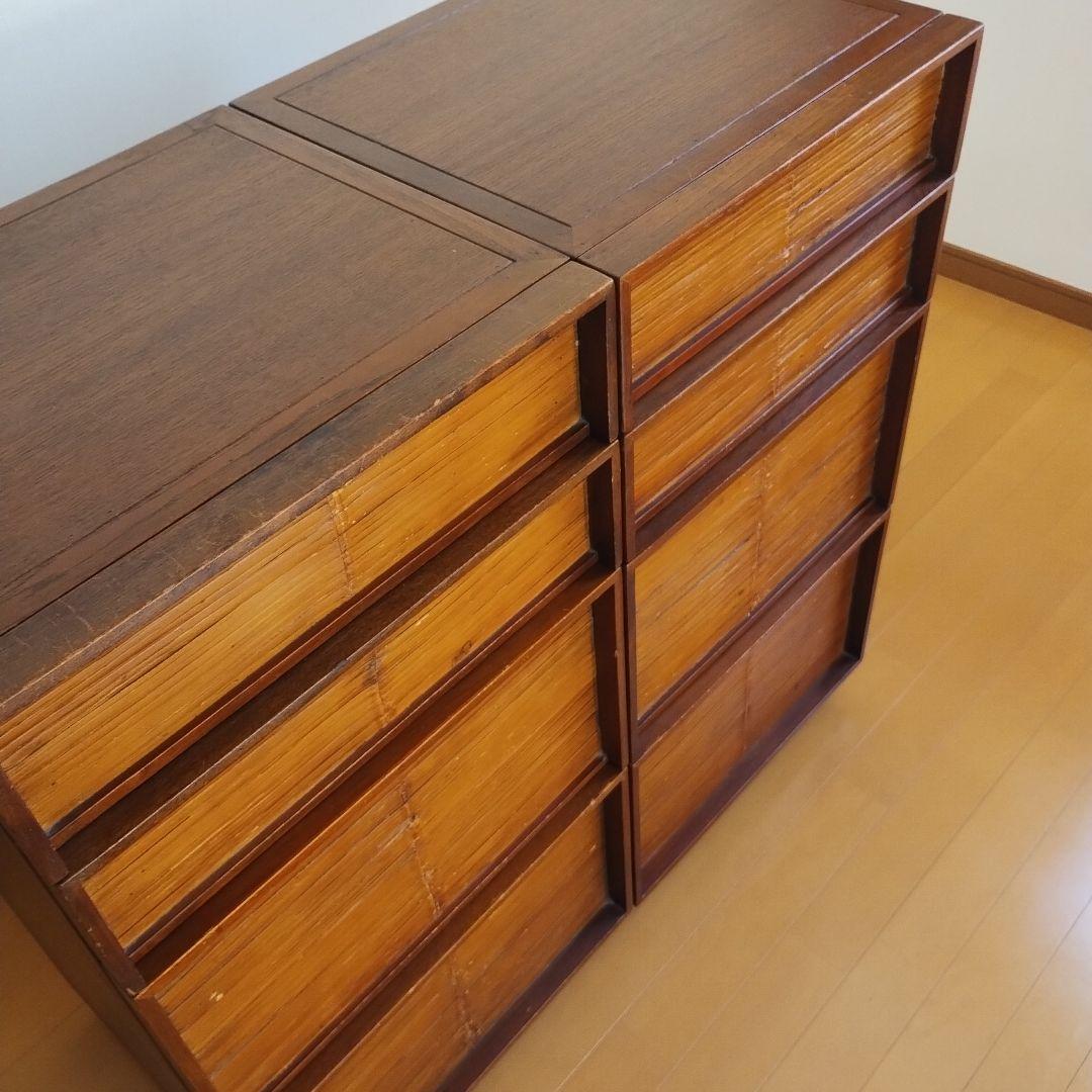 アジアン家具 4つ段引き出しチェスト　2セット ブラウン