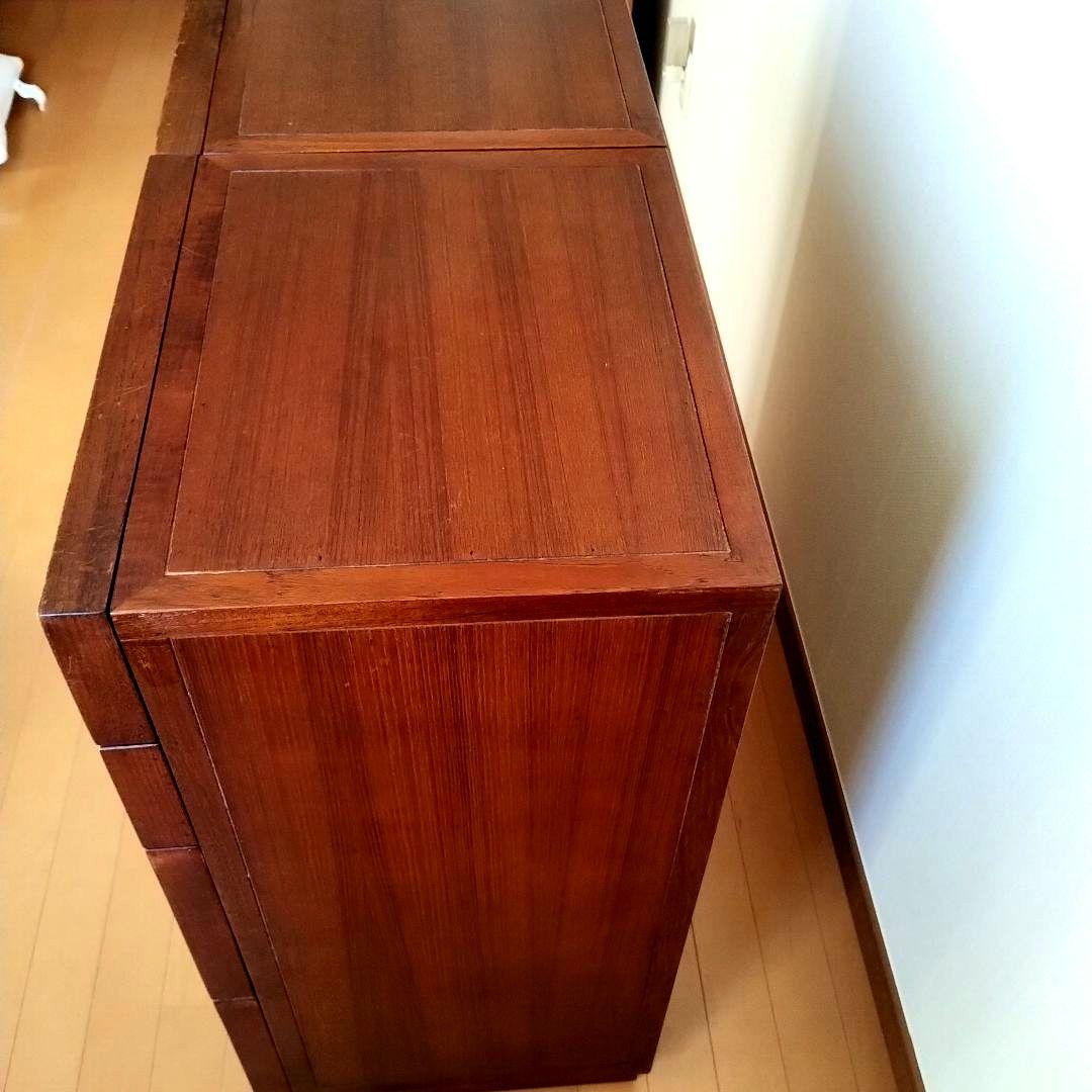 アジアン家具 4つ段引き出しチェスト　2セット ブラウン