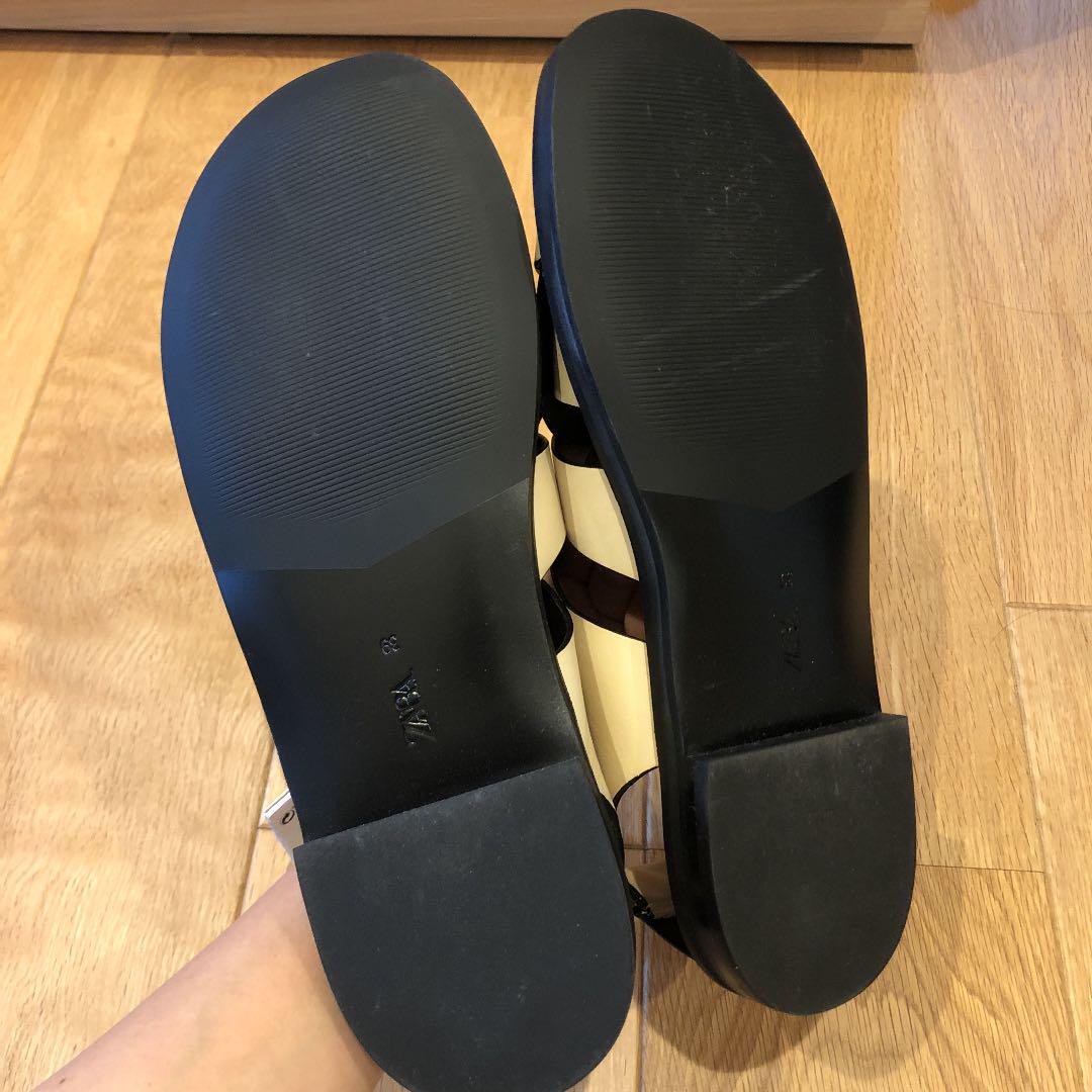 25cm新発売の ちゃん様専用☆ZARA フラットレザーケージサンダル 限定特別価格 ちゃん様専用☆ZARA フラットレザーケージサンダル グルカサンダル サンダル