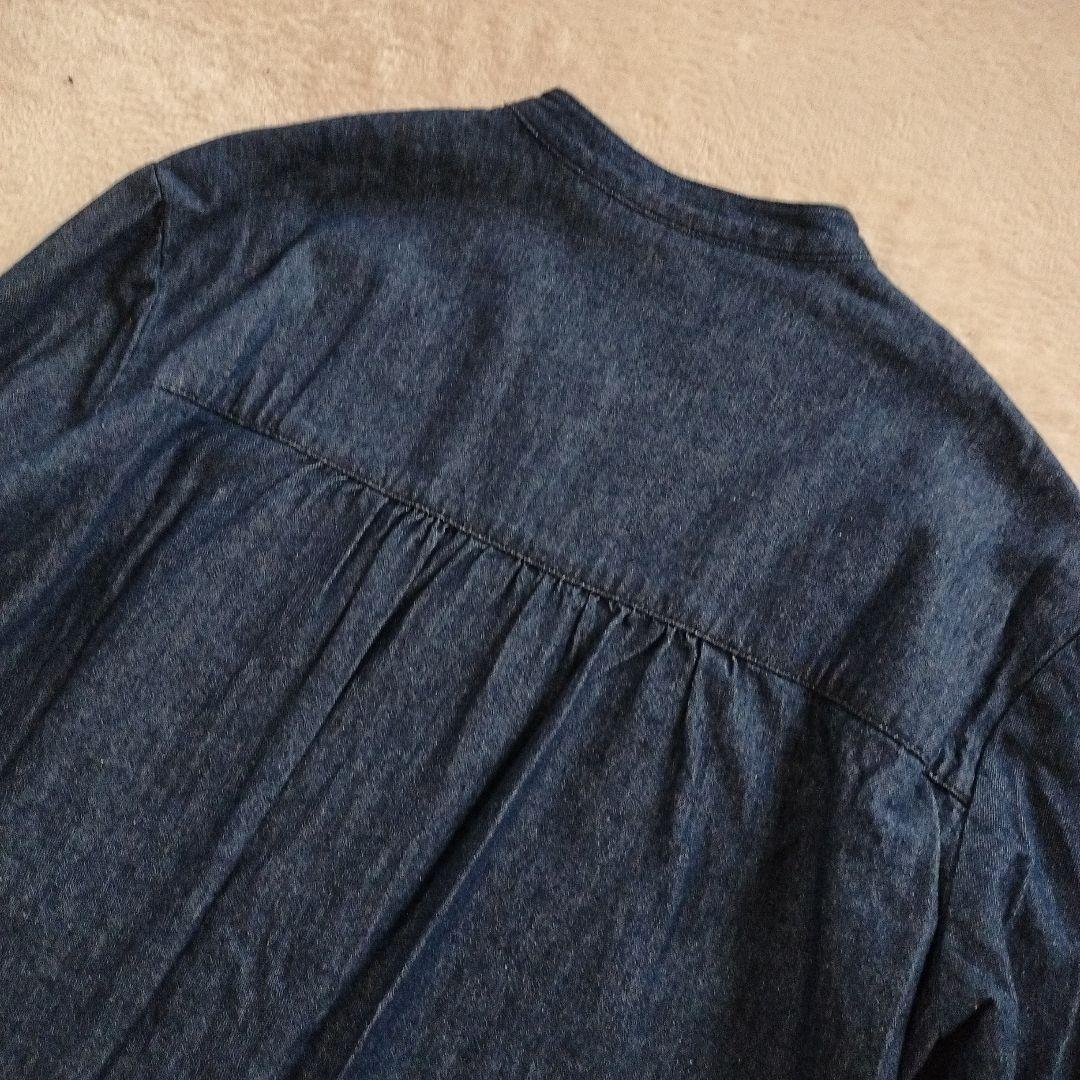 美品 サムシング デニムシャツ ピンタック バンドカラー SOMETHING サムシングデニムシャツMピンタックバンドカラーデニムシャツ