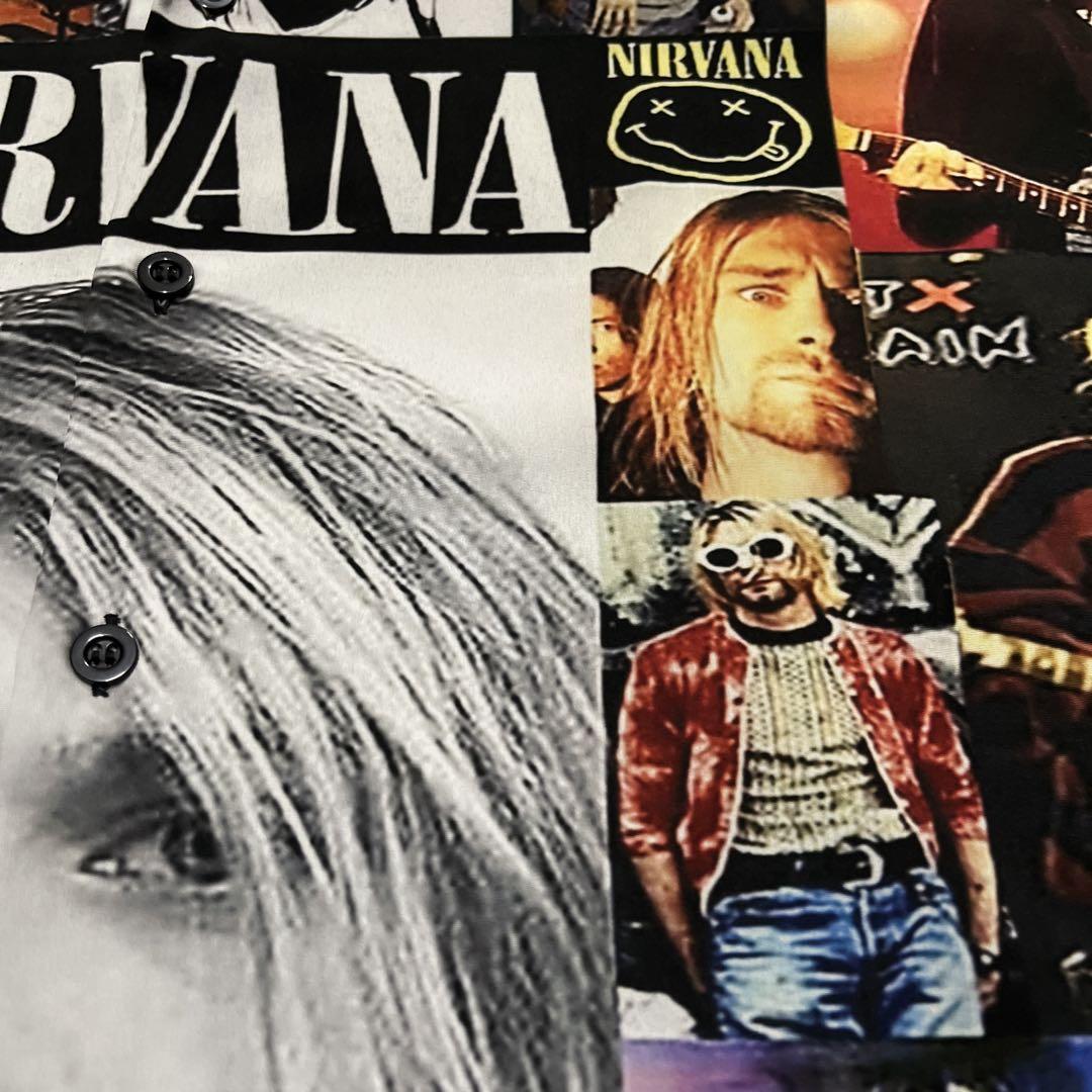 ニルヴァーナ Nirvana カートコバーン アロハシャツ 総柄 L