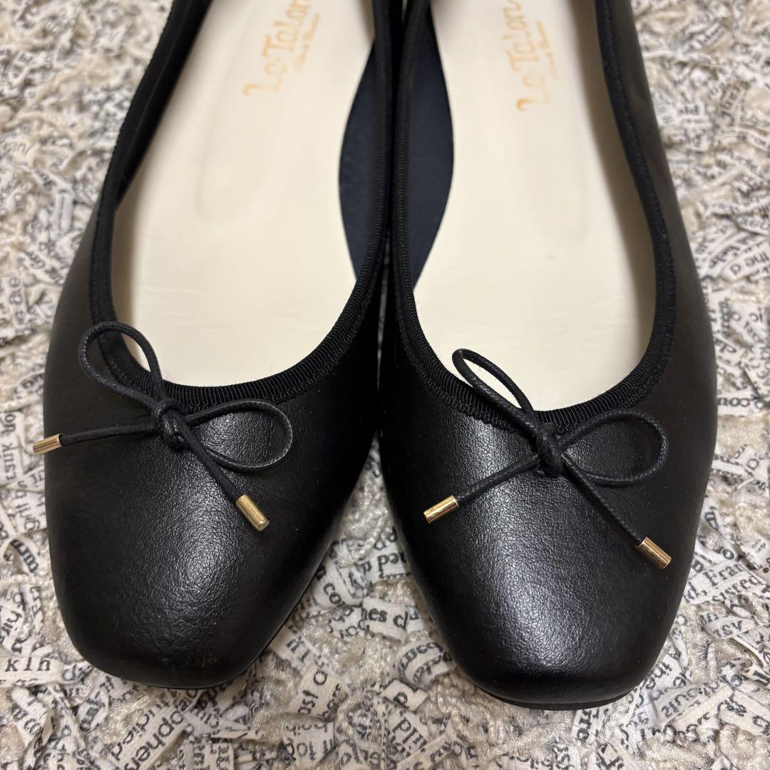 美品✨【Le Talon ルタロン】バレエシューズ　24.5 ブラック黒