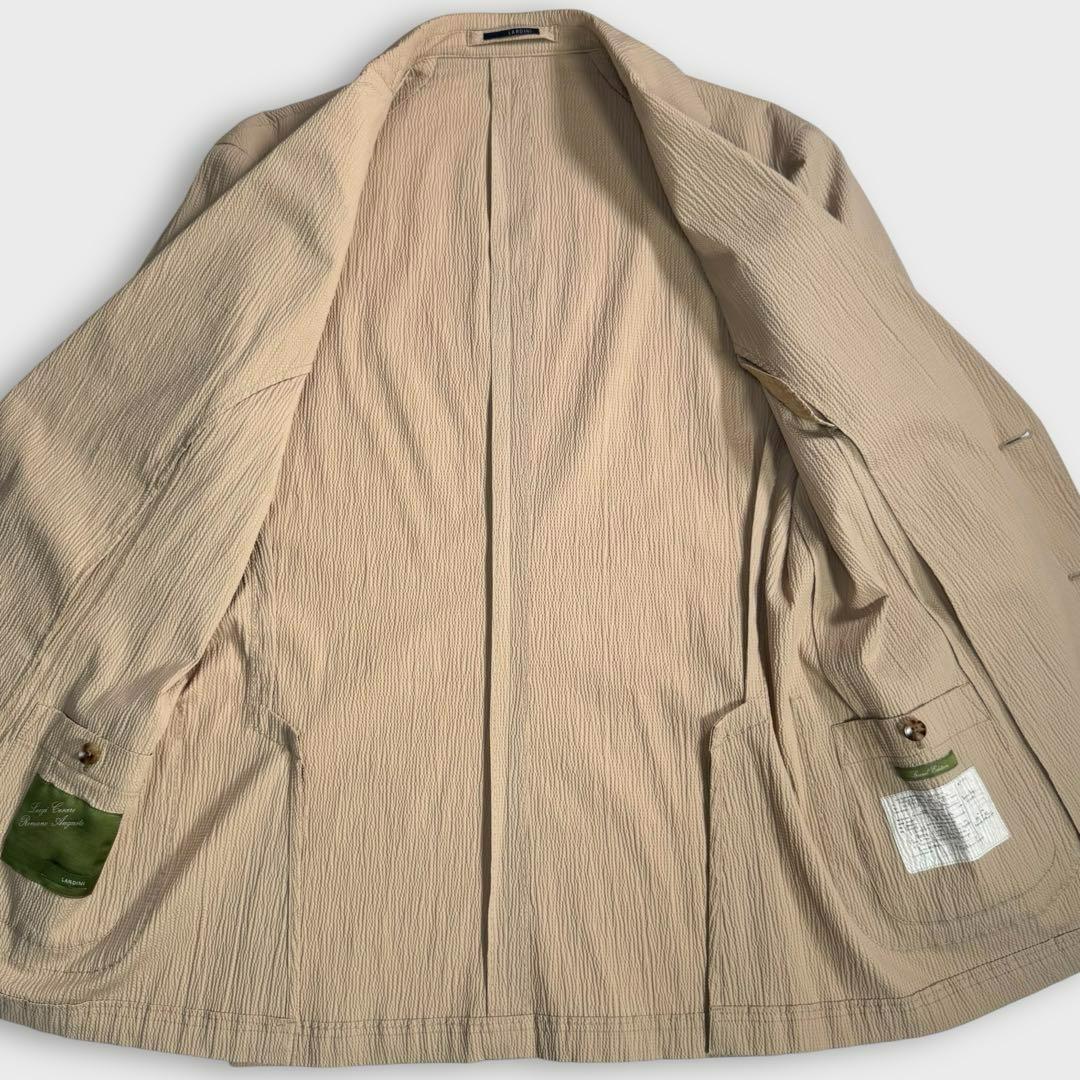 美品 XL ラルディーニ シアサッカー 2Bジャケット ストレッチ ベージュ