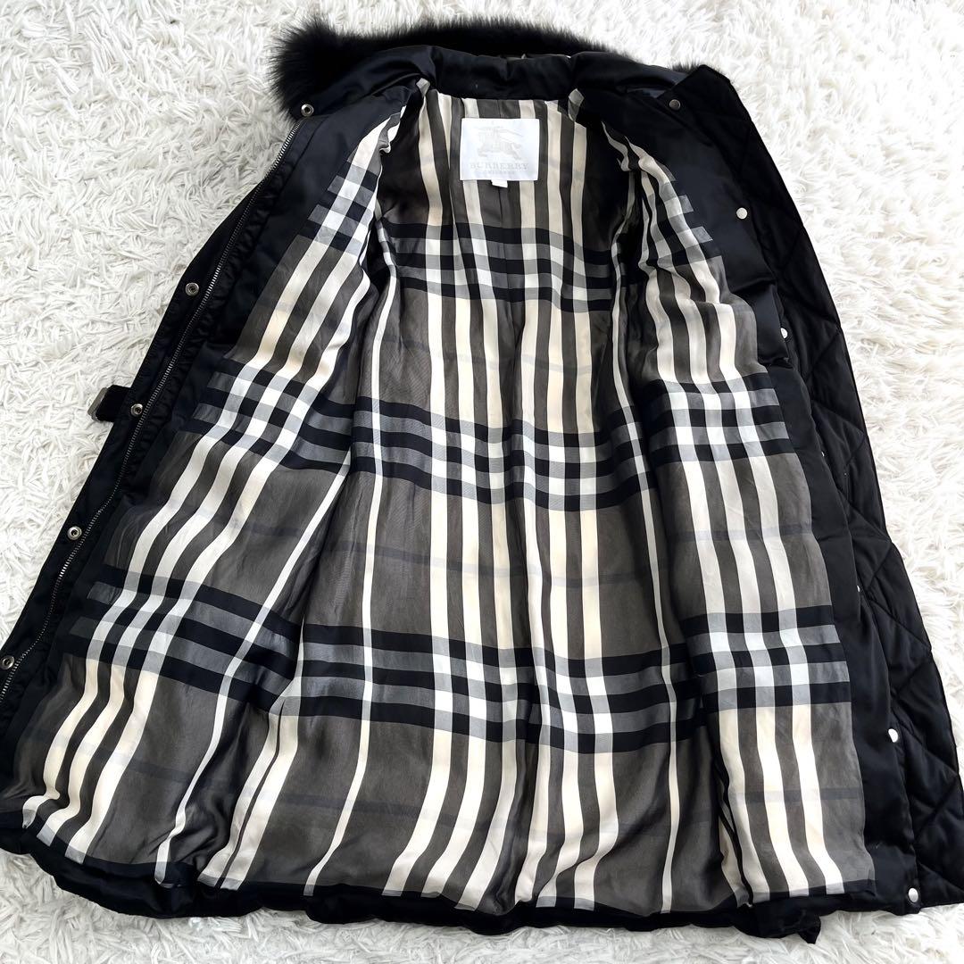 【極美品】バーバリー ダウンコート フォックスファー ノバチェック 黒 S相当 画像3