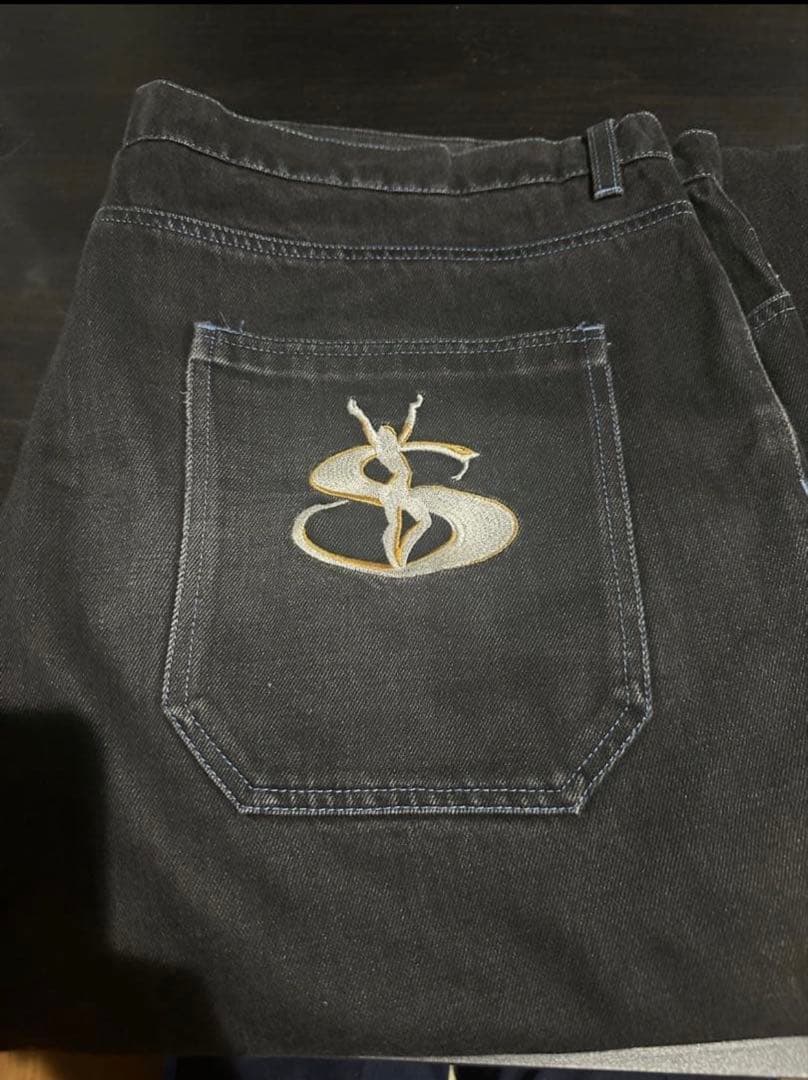 yapsale ブラックデニムパンツ XL