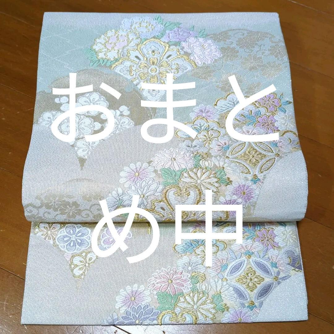 生紬 バティック ジャワ更紗 全通 洒落袋帯 白地更紗文 軽いシャリ感 正絹 生紬 バティック ジャワ更紗 全通 洒落袋帯 白地更紗文 軽い