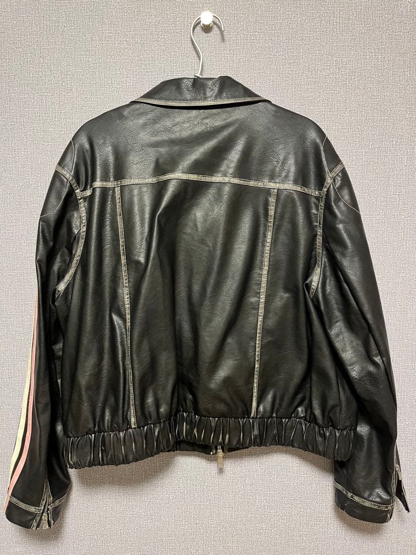 リボンズPINKプリントレザージャケットS ARCANA