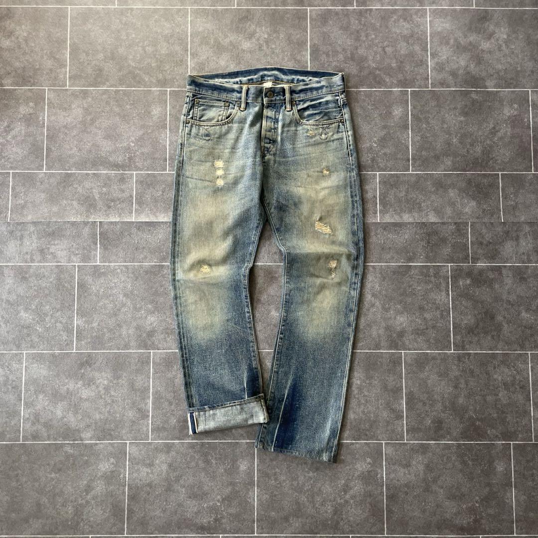 RRL usa製 ダブルアールエルダメージ加工 赤耳 デニムパンツ ブーツカット