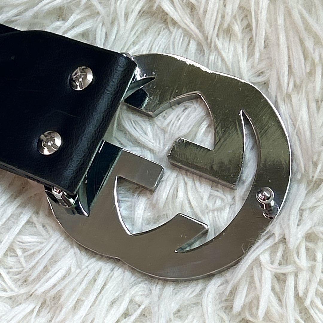 極美品✨ GUCCI インターロッキング ベルト GGロゴ メンズ ブラック