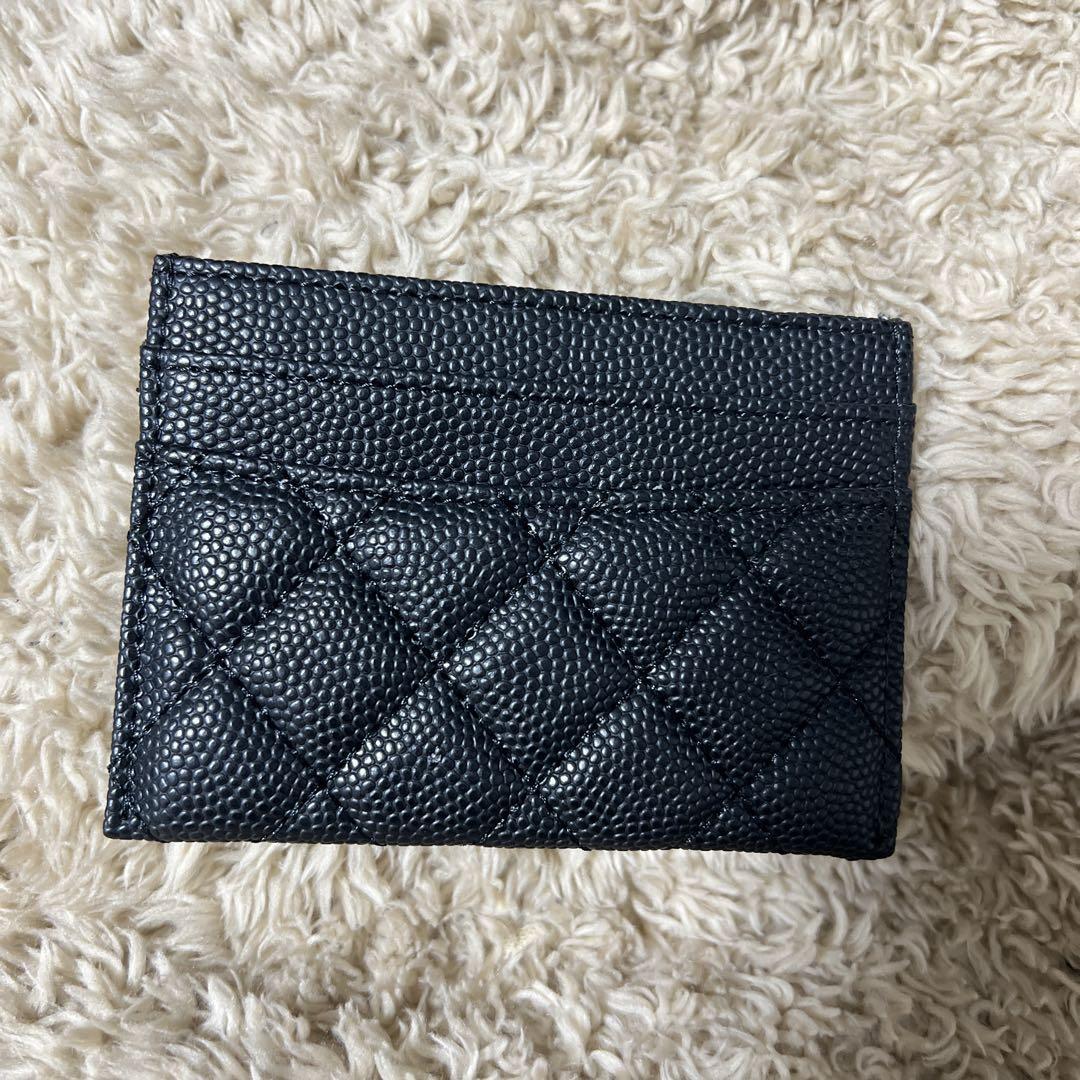 CHANEL ブラック レザー カードケース 黒