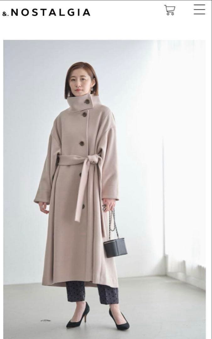 ノスタルジア ロングコート ハイネック トレンチコートM .NOSTALGIA