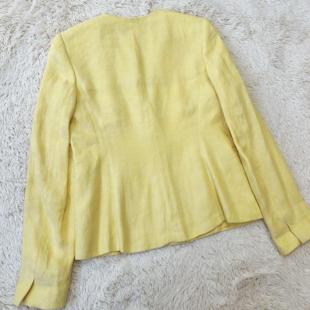 美品 MaxMara マックスマーラ 白タグ ノーカラージャケット リネン100