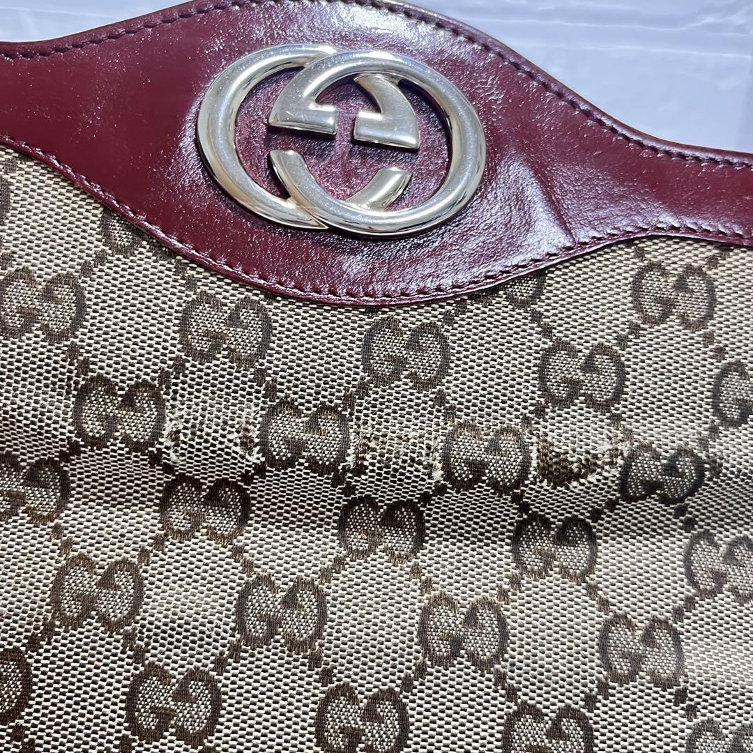 GUCCI✨長財布　インターロッキング　GGキャンバス 金具ロゴ　ボルドー