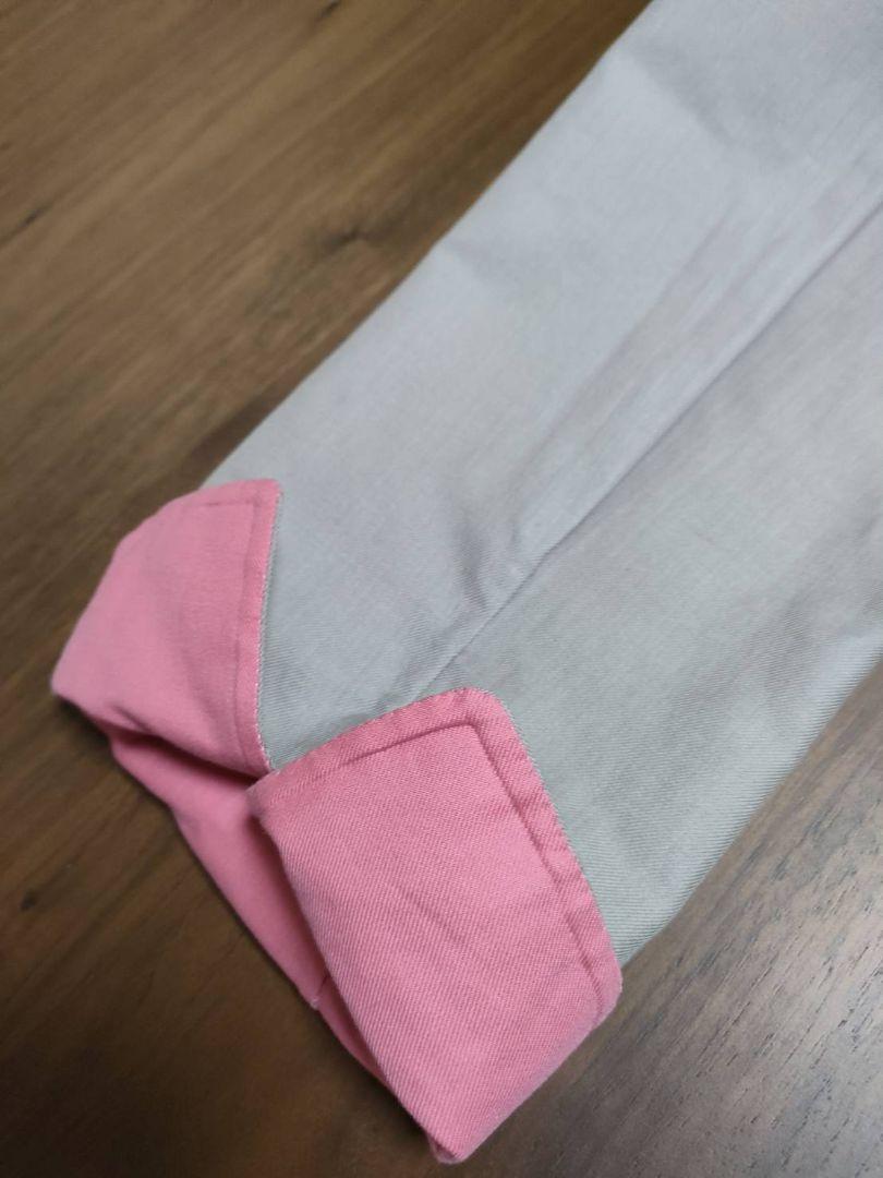 自由区ベージュ×ピンク ダブルブレスト トレンチコート
