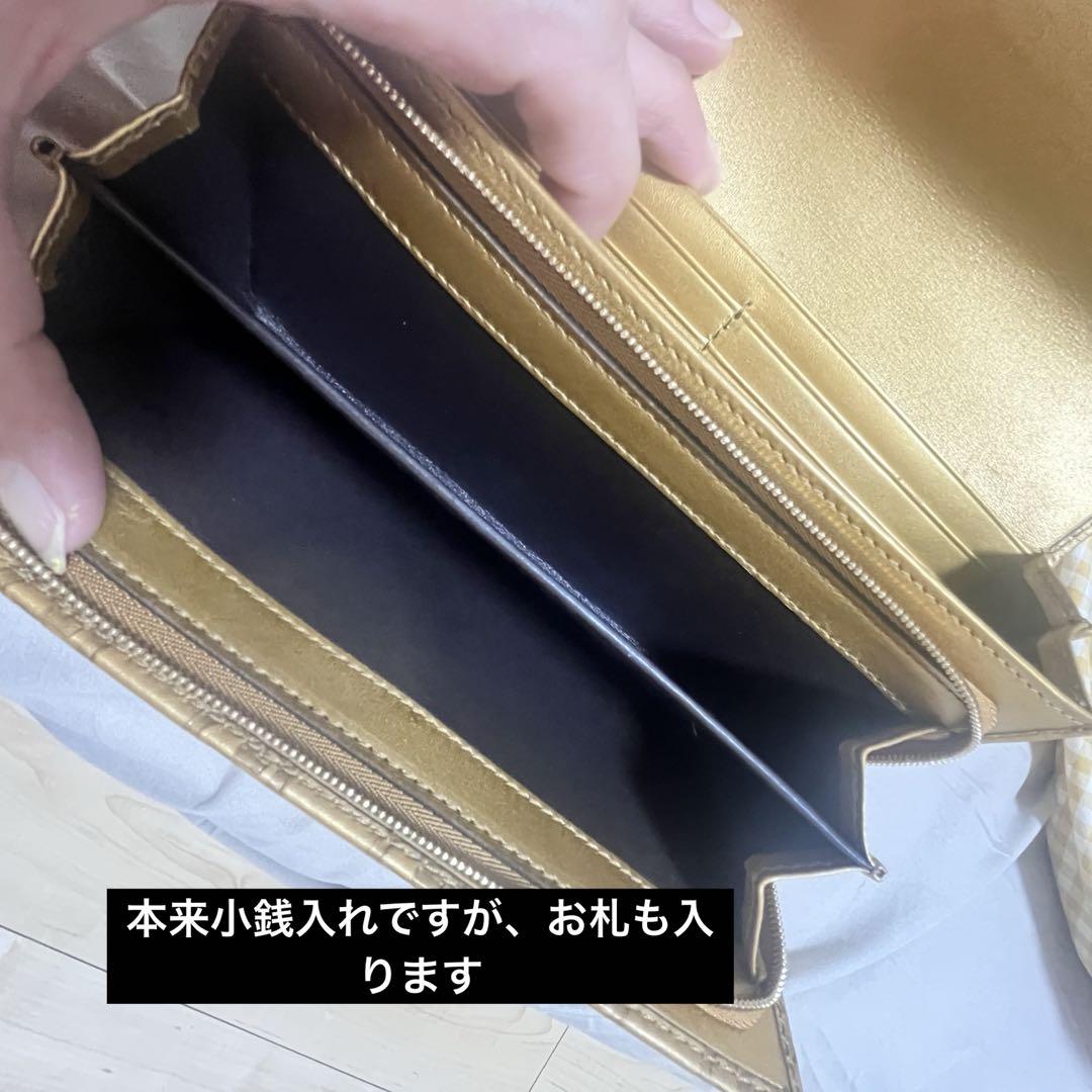 良品✨長財布　ラブリーハート　シマ　長財布　フラップ　ゴールド　レディース