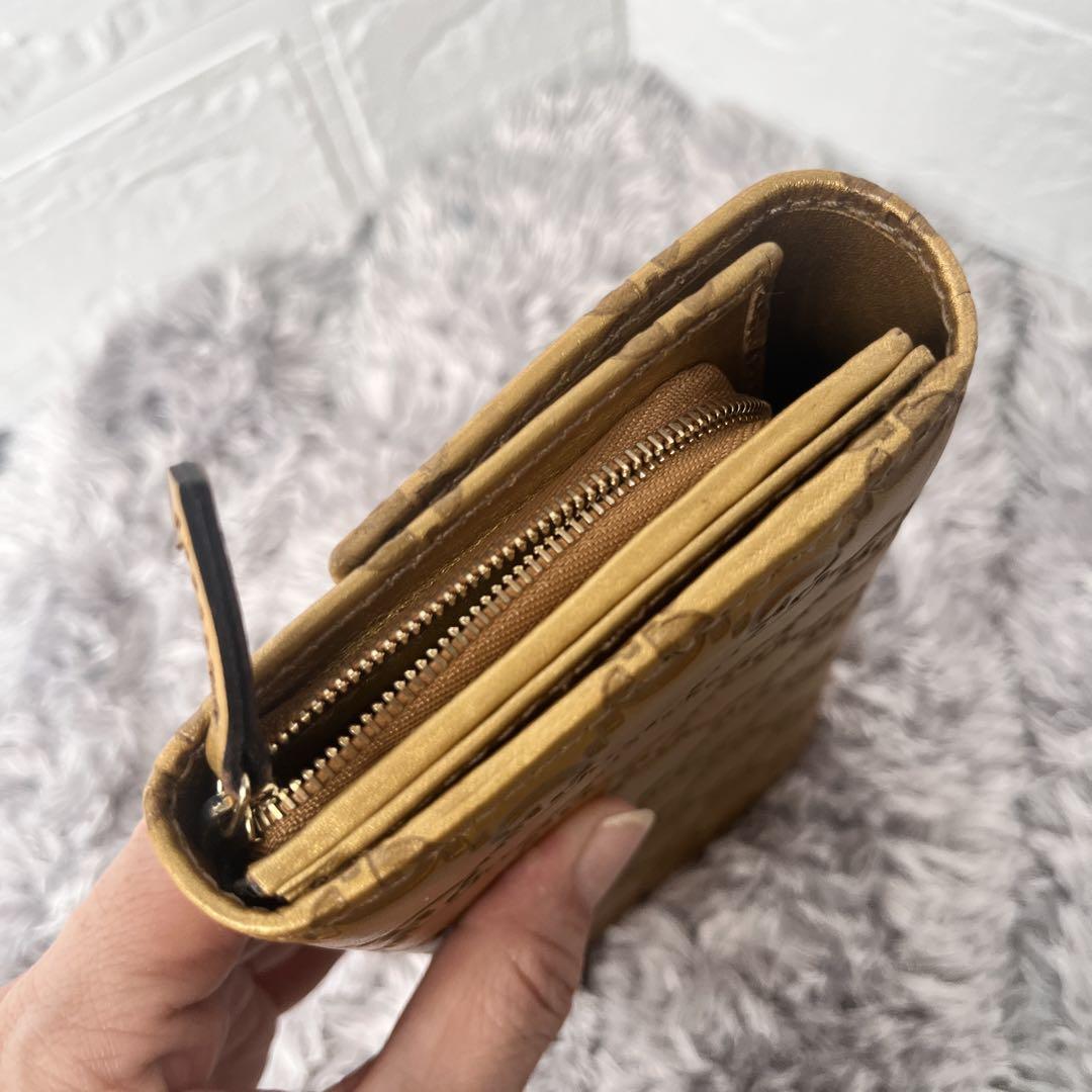 良品✨長財布　ラブリーハート　シマ　長財布　フラップ　ゴールド　レディース