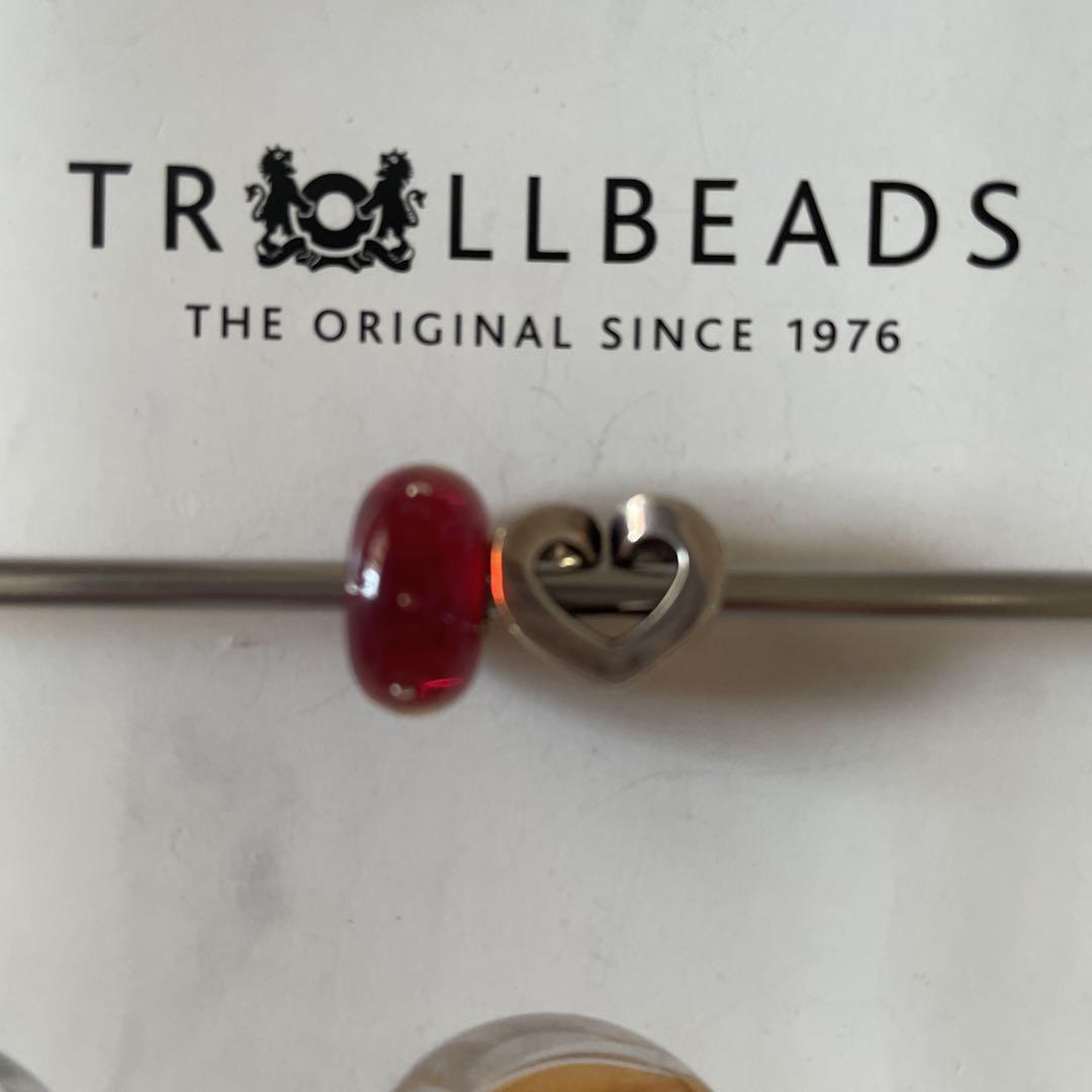 TROLLBEADS 赤 シルバー ハートチャーム