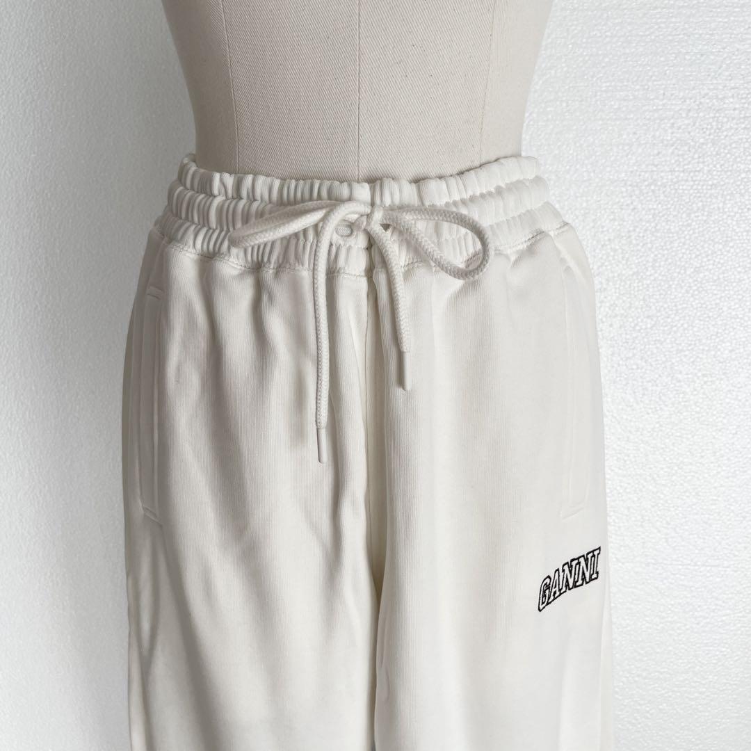 GANNI ガニー ロゴ入り デザインスウェットパンツ ホワイト