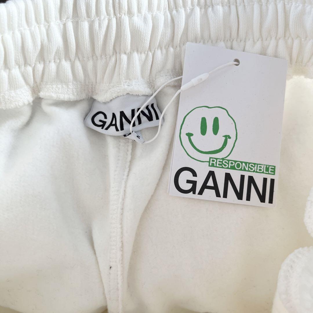 GANNI ガニー ロゴ入り デザインスウェットパンツ オフホワイト GANNI ガニー ロゴ入り デザインスウェットパンツ オフホワイト