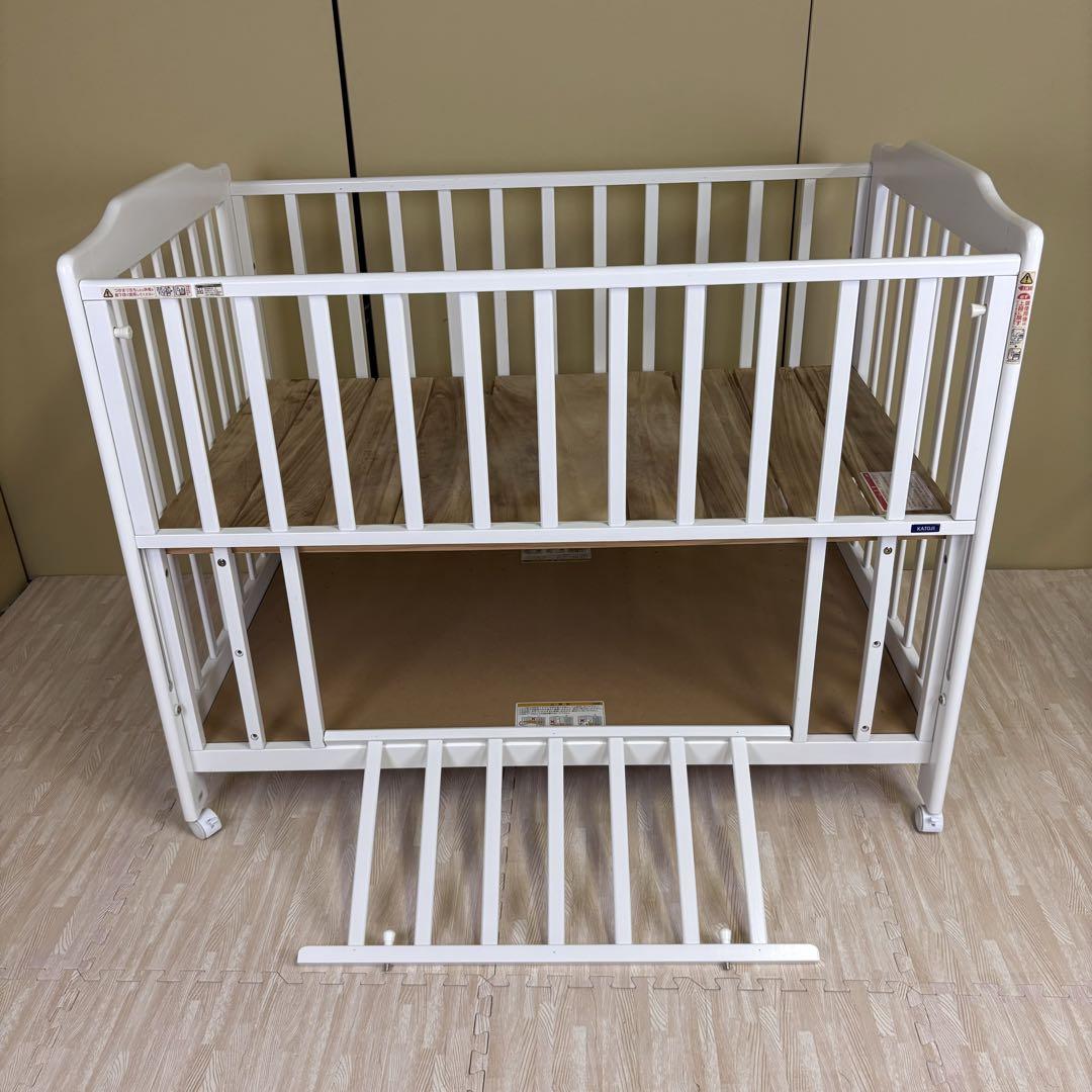 除菌清掃済　☆美品☆　カトージ　タチベッド　ホワイトJ　すのこ床板　ハイタイプ