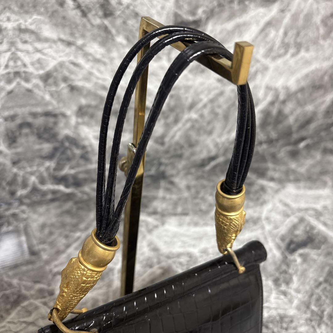 ヒロココシノ ハンドバック ミニバック レディース 黒×ゴールド