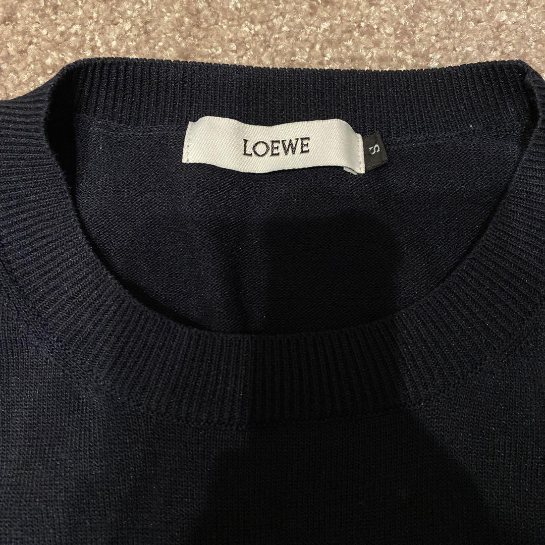 LOEWE ネイビー 半袖 ニット S