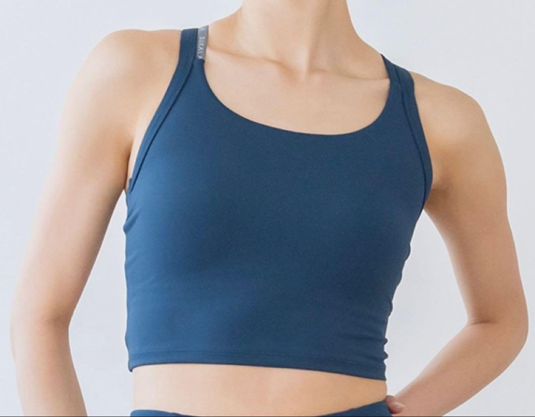 【SUKALA】新品Mサイズ　ベーシッククロスロゴブラトップ　ネイビーブルー