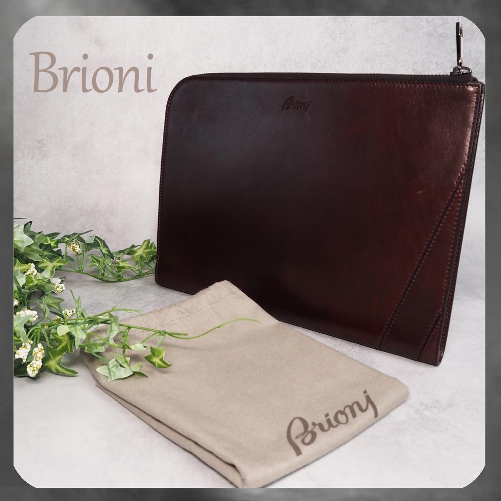 Brioni ブリオーニ レザードキュメントケース クラッチバッグ