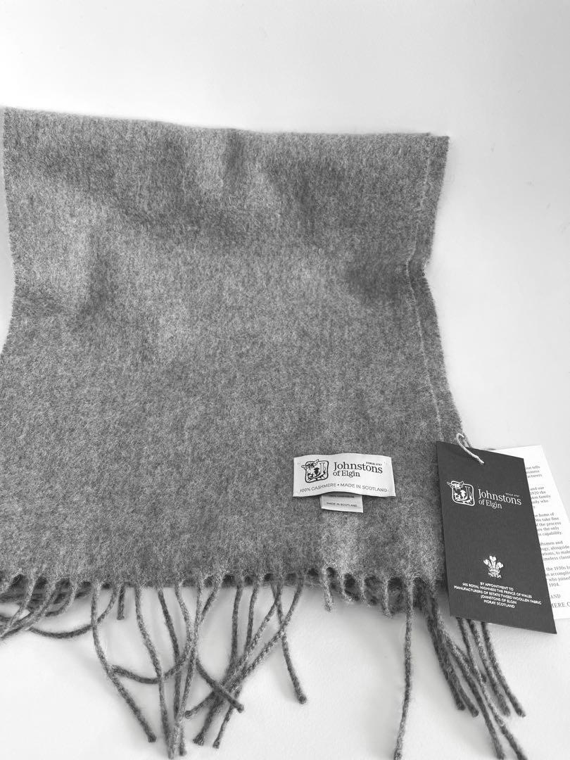 美品　Johnstons of Elgin カシミヤマフラー　ライトグレー